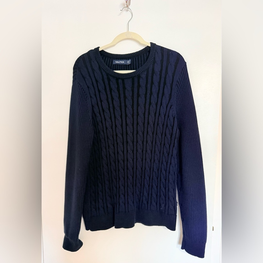 Nautica Men’s‎ Navy Blue Cable Knit Sweater